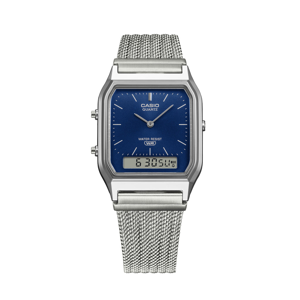 CASIO VINTAGE Mod. EDGY COLLECTION SUNRAY DIAL - MESH STRAP, BLUE