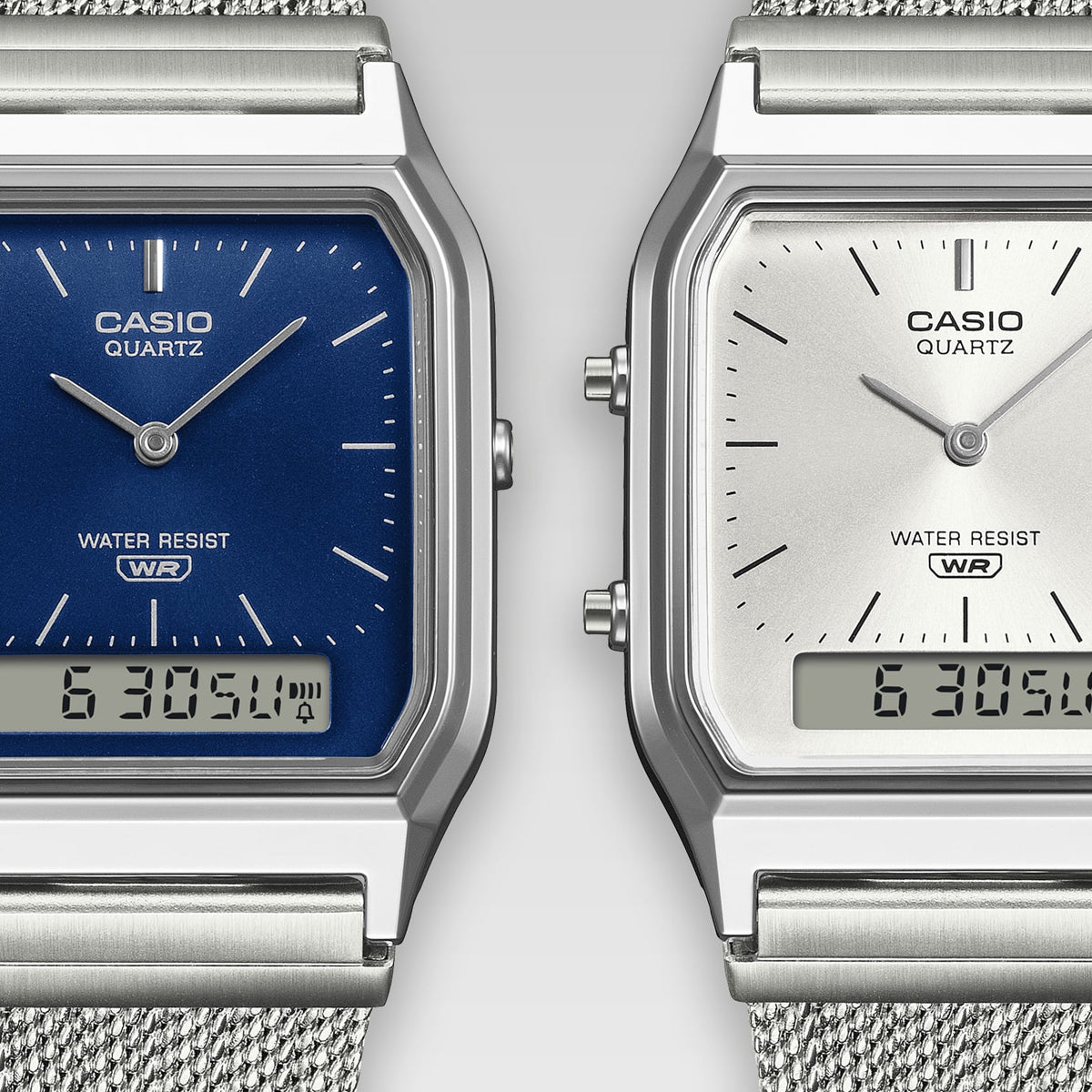 CASIO VINTAGE Mod. EDGY COLLECTION SUNRAY DIAL - MESH STRAP, BLUE