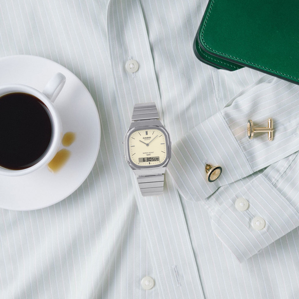 CASIO VINTAGE Mod. EDGY ROUNDED SQUARE - SILVER